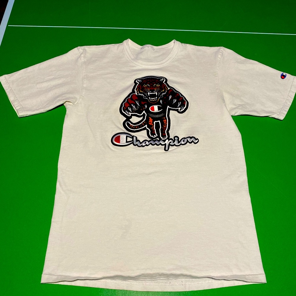 Champion T-shirt, size medium, fully embroidered
